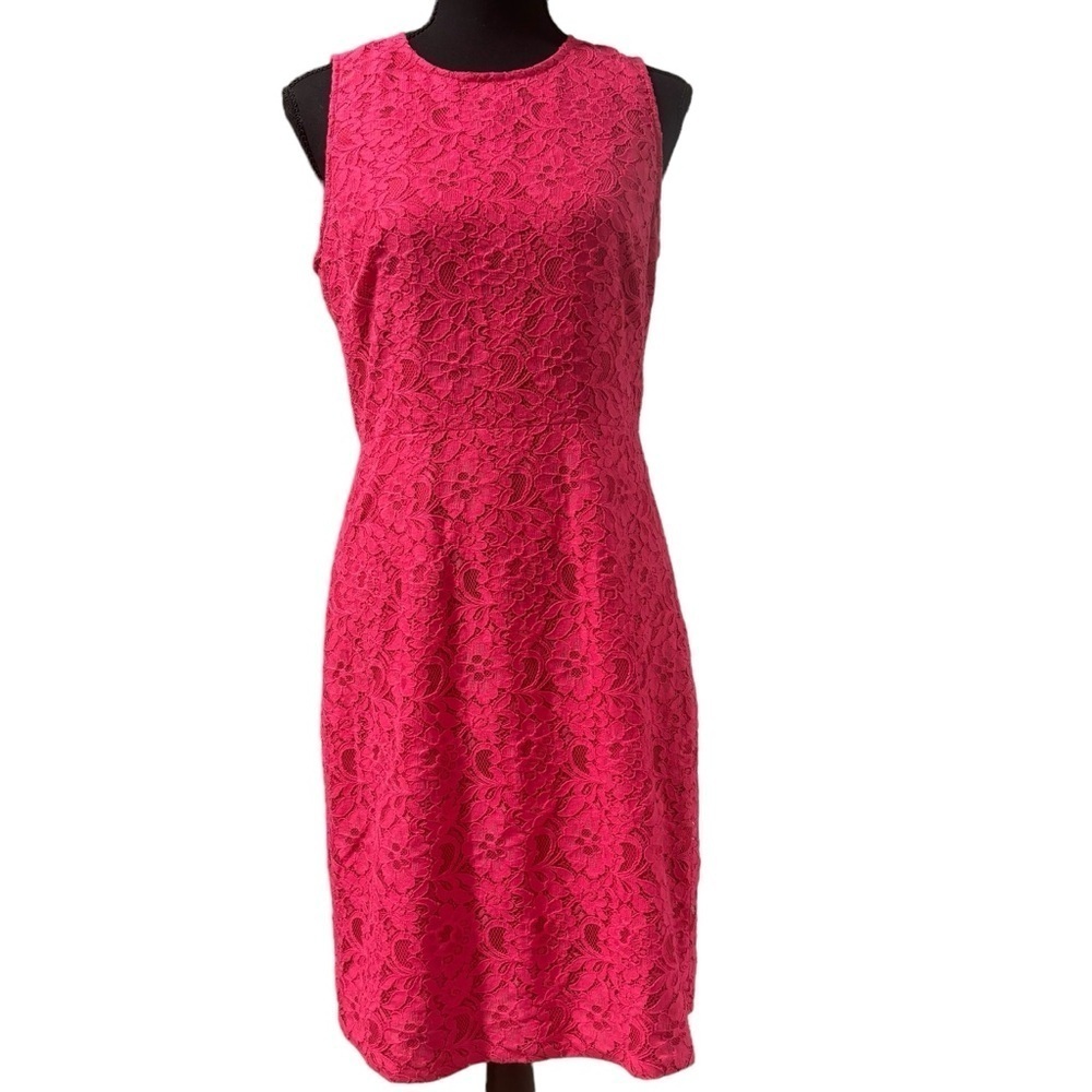 J CREW CLASSIC HOT PINK LACE SLEEVELESS FULLY LINED COCKTAIL DRESS SIZE 6